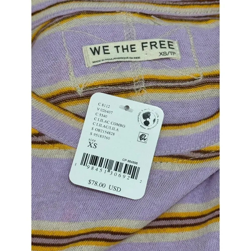 Free People Nina Striped Long Sleeve Top XS NWT